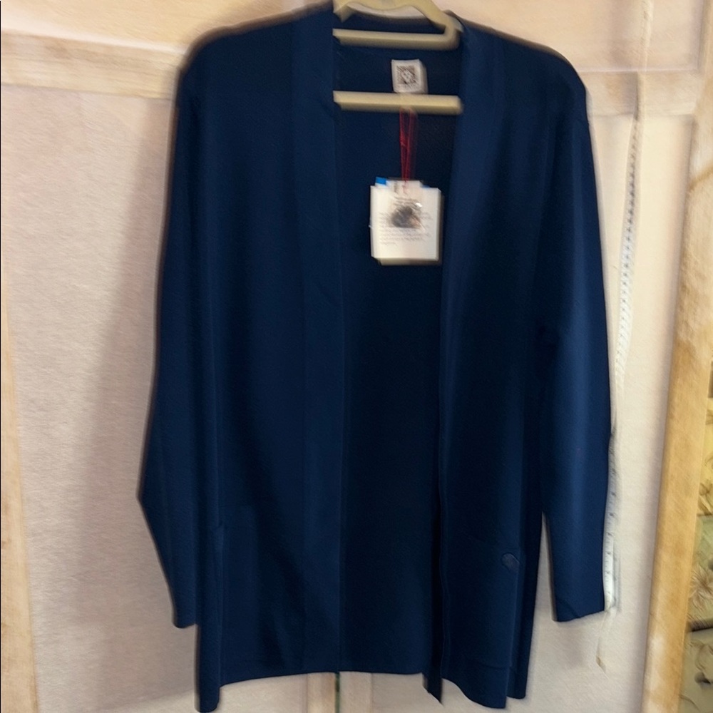 Anne Klein Navy Open Front Cardigan